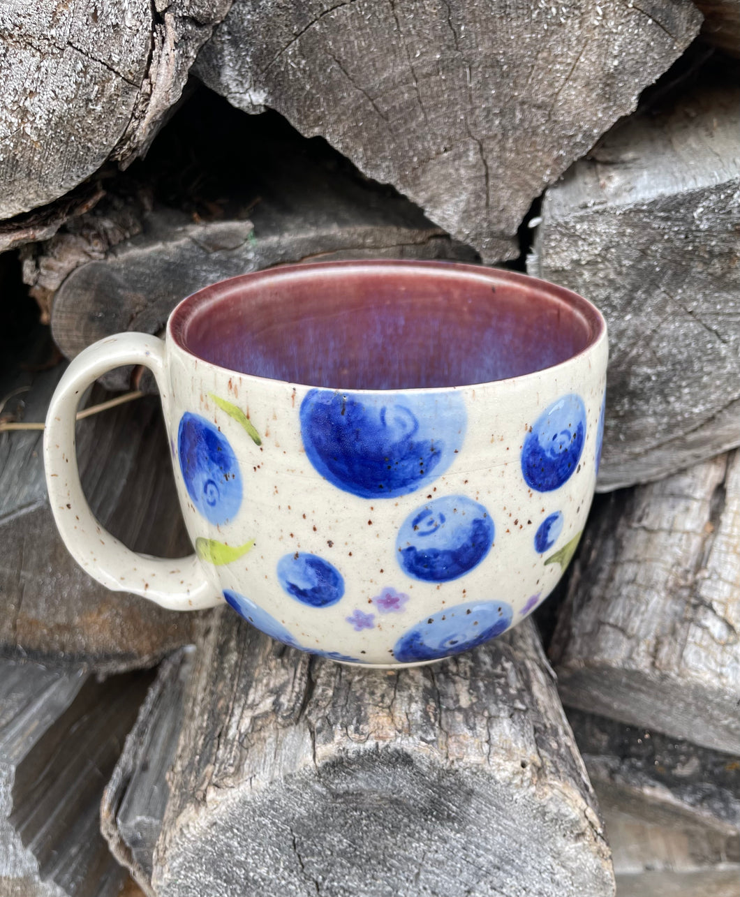 Purple Flower Blueberry Mug